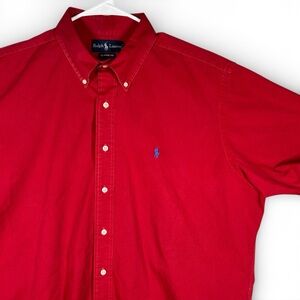 Polo Ralph Lauren Button Down Shirt Men’s XL Red Short Sleeve Classic Fit